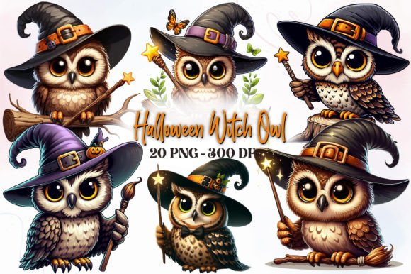 Download Halloween Witch Owl Watercolor Clipart - Premium Resources