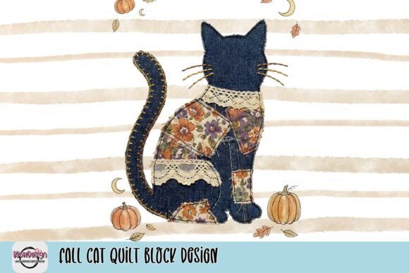 Download Fall Cat Quilt Block Design - Fall Collection