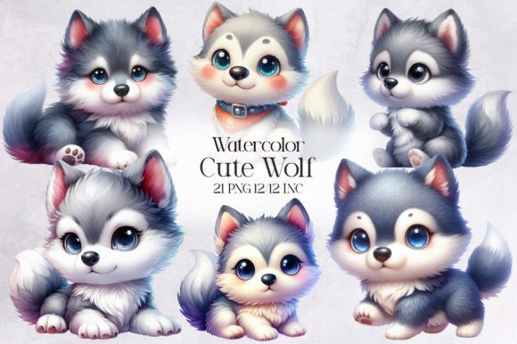 Download Cute Wolf Clipart Bundle - Wolf clipart Collection