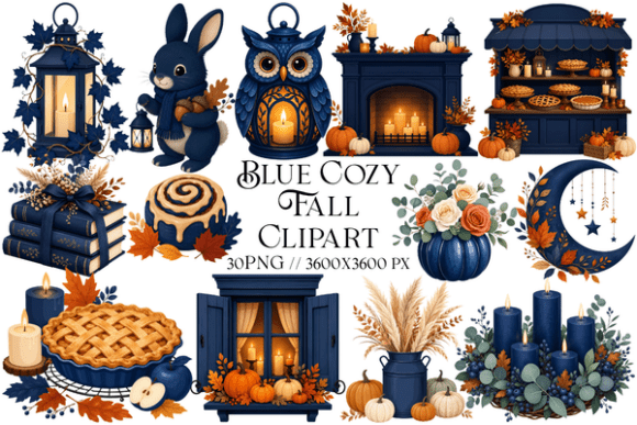 Download Blue Cozy Fall Clipart - Fall Collection