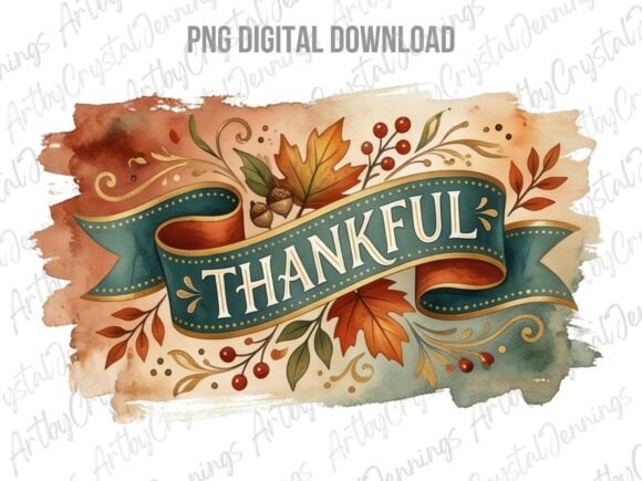 Download Watercolor Thankful Fall Clipart PNG - Fall Collection