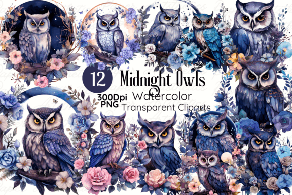 Download Gothic Midnight Owl Watercolor Clipart - Premium Resources
