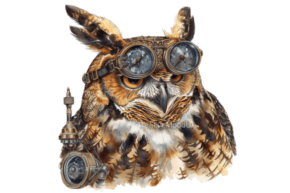 Download Vintage Steampunk Owl. Watercolor. PNG - Premium Resources