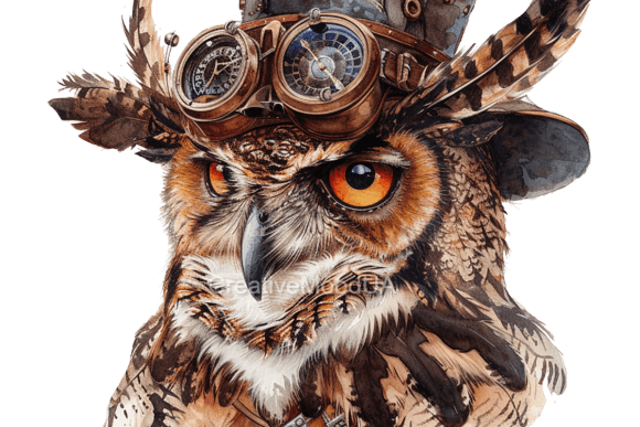 Download Steampunk Owl. Watercolor. PNG - Premium Resources