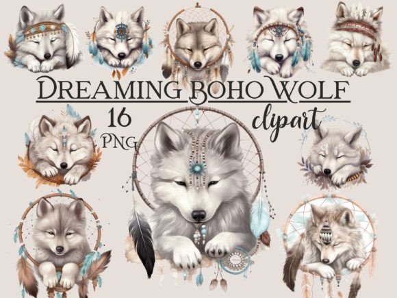 Download Cute Sleeping Boho Wolf Clipart - Wolf clipart Collection