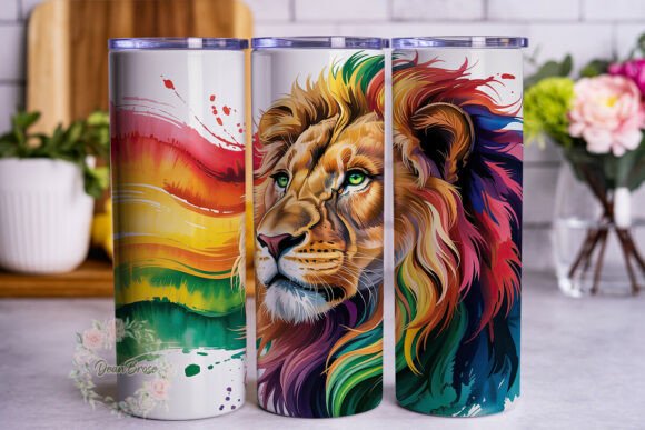 Download Vibrant Lion Head Art 20oz Wrap - Lion head art Collection