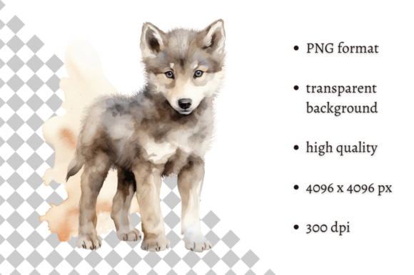 Download Watercolor Woodland Baby Wolf Clipart - Wolf clipart Collection