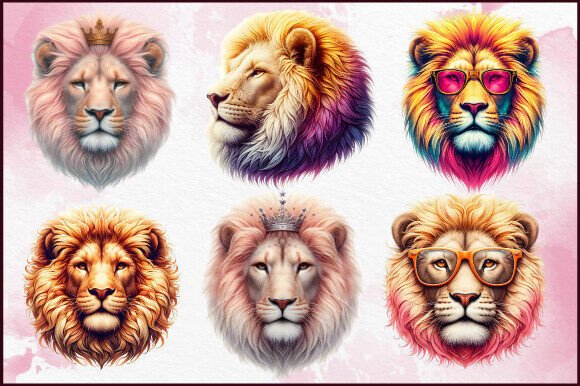 Download Colorful Majestic Lion Head Art Pack - Lion head art Collection