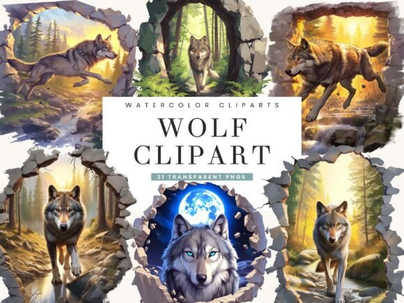 Download Watercolor Wolf Clipart Bundle - Wolf clipart Collection